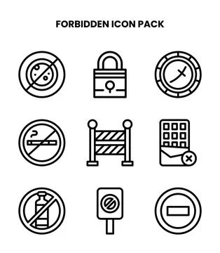 Forbidden Line Icons Pack Illustrazione stock