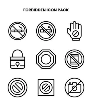 Forbidden Line UI Icons Pack Stock Illustration
