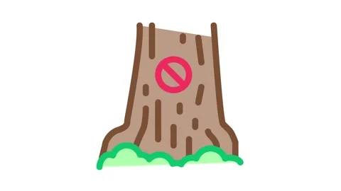 Forbidden logging tree Icon Animation Stock Footage 145274052