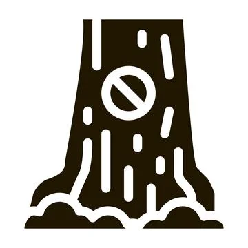 Forbidden logging tree icon Vector Glyph Illustration Stock Illustration