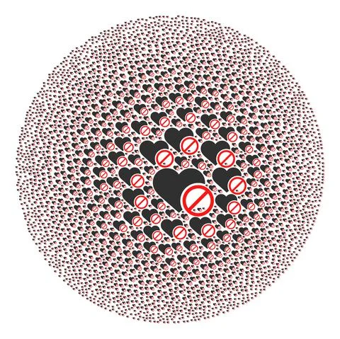 Forbidden Love Icon Spheric Bubble Collage Stock Illustration