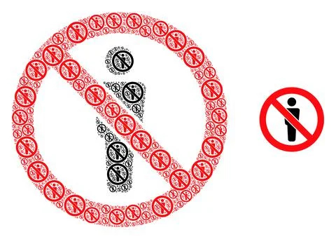 Forbidden Man Figure Recursion Icon Collage Stock Illustration