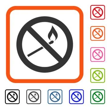 Forbidden Match Fire Framed Icon Stock Illustration