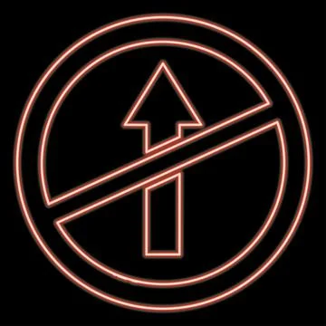 Forbidden move forward icon in red neon style. can be used for web, logo, mob Stock Illustration