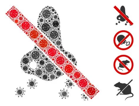 Forbidden Nasal Virus Spread Collage of CoronaVirus Elements Stock Illustration