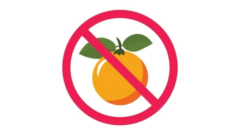 Forbidden orange fruit icon, do not eat orange fruit sign, no orange allowed Stock Footage 317531802