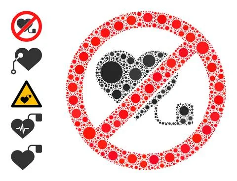 Forbidden Pacemaker Icon - Bacterium Collage and Similar Icons Stock Illustration