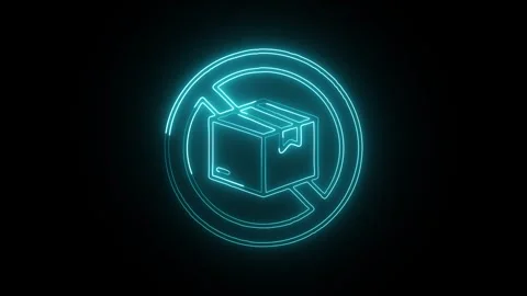 Forbidden Parcel Isolated on Black Background Neon Restriction Shipping Ani.. Видео 330855078
