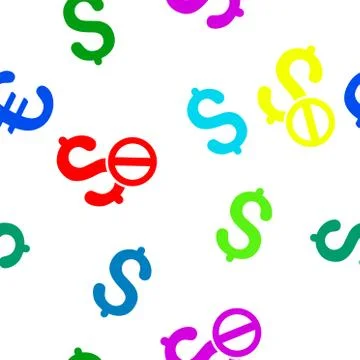 Forbidden Payment Flat Vector Seamless Pattern Stock Illustration