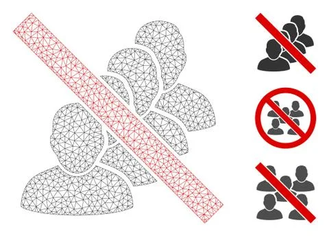 Forbidden People Queue Polygonal Frame Vector Mesh Illustration Stock Illustration