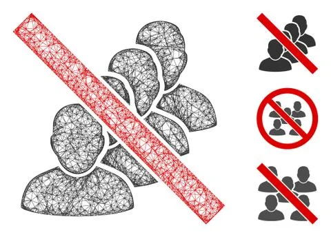 Forbidden People Queue Polygonal Web Vector Mesh Illustration Stock Illustration