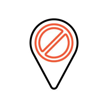 Forbidden pin map vector icon. Map pointer Stock Illustration