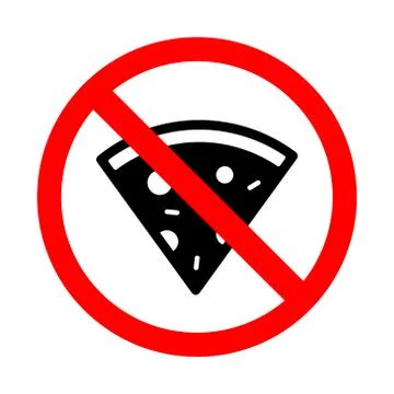 Forbidden pizza icon. Do not eat icon. Prohibited flat vector sign Illustrazione stock
