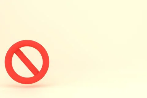 Forbidden red sign with copy space on pastel background. 3d Illustration. 스톡 일러스트