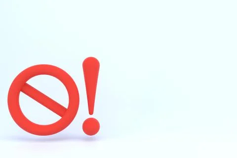 Forbidden red sign with copy space on pastel background. 3d Illustration. Stock Illustration
