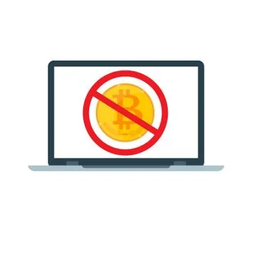 Forbidden sign with bitcoin icon. Stock Illustration