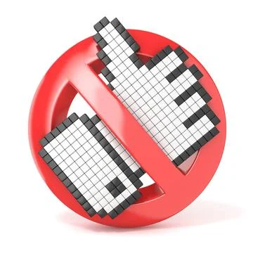 Forbidden sign with like cursor. Dislike concept. 3D Forbidden sign with l... Foto stock
