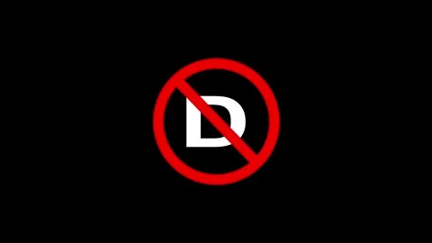 Forbidden sign with letter d on black background visual warning signal conc.. Stock Footage 340455437