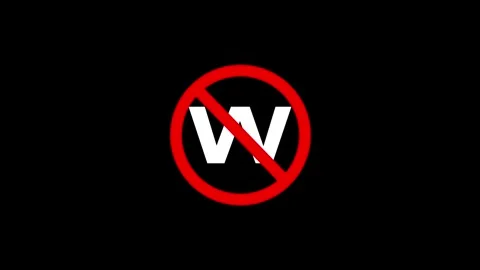 Forbidden sign with letter w motion graphic isolated on black background fo.. Video stock 340455408
