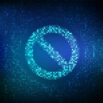 Forbidden sign made with binary code. Banned. Prohibition sign. Stop icon. No Stock Illustration