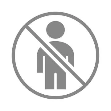 Forbidden sign with a user profile gray icon. Public navigation, no man entry Stock Illustration
