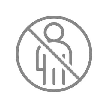 Forbidden sign with a user profile line icon. Public navigation, no man entry Stock Illustration