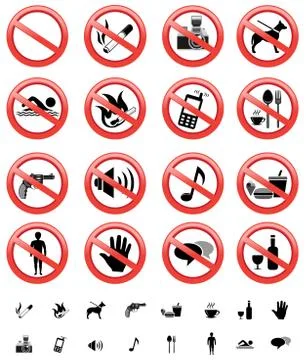 Forbidden signs set Stock Illustration