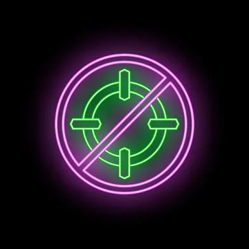 Forbidden target neon sign representing no aim or goal Stock Illustration