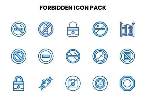 Forbidden Two Colour Vector Icons Pack 스톡 일러스트