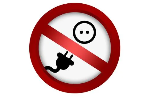 Forbidden to use socket sign icon on white background Stock Illustration