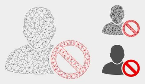 Forbidden User Vector Mesh Network Model and Triangle Mosaic Icon Stock Illustration