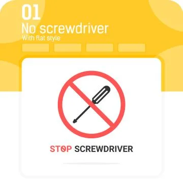 Forbidden vector signal with screwdriver icon design concept template Stock Illustration