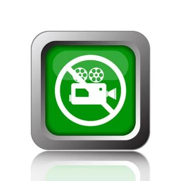 Forbidden video camera icon. Internet button on black background.. Stock Illustration