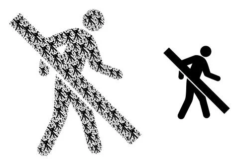 Forbidden Walking Man Collage of Forbidden Walking Man Items and Basic Icon Stock Illustration