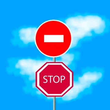 Forbiding signs on background sky Stock Illustration