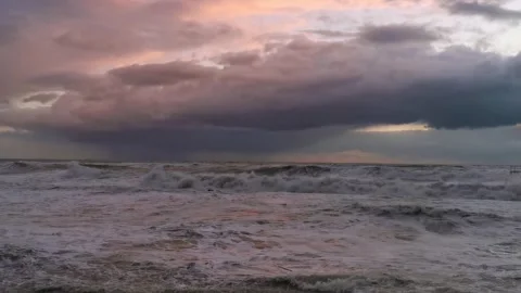 A force 3 storm is raging at sea. Stock Footage 337182834