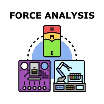 Force analysis concept determining strength and evaluation Stock Illustration