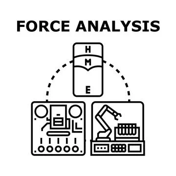 Force analysis concept determining strength and evaluation Stock Illustration