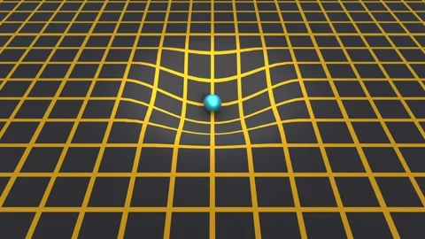 Force of gravity, blue sphere, massive object warp three-dimensional space. Stock Footage 333975999