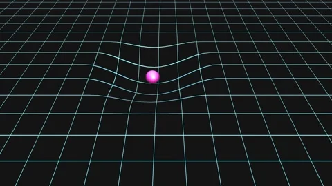 Force of gravity, pink sphere, massive object warp three-dimensional space. Vidéo 333995951