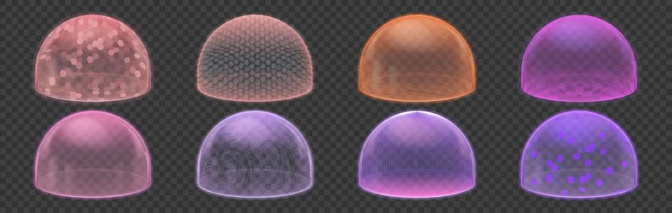 Force shield. Protective bubble and round ball safety shields, security defense Stock Illustration