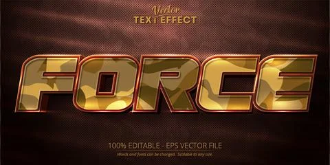 Force text, camouflage pattern style editable text effect	 Stock Illustration