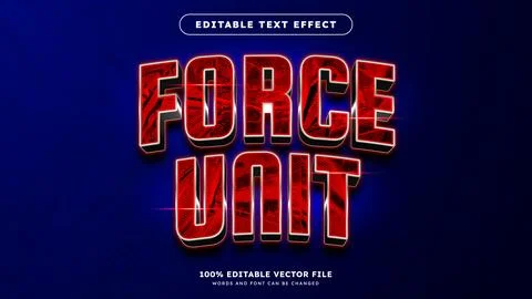 Force Unit 3d editable text effect with red and silver color suitable for h.. Stock Illustration