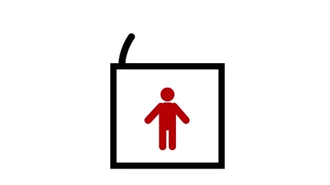 Forced isolation, silhouette red man, enclosed in lock, waving hands, separate Video stock 131105643
