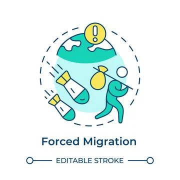 Forced migration multi color concept icon Stock Illustration