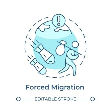 Forced migration soft blue concept icon Illustrazione stock