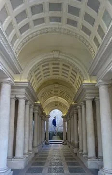 Forced perspective by Borromini in Rome Stock Photos