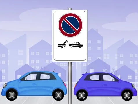 Forced removal sign on the road Stock Illustration