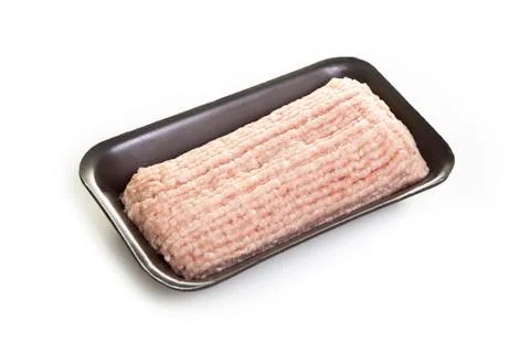 Forcemeat isolated on a white background in a package Stock Photos