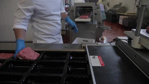 Forcemeat packing (pork) Stock Footage 81030848
